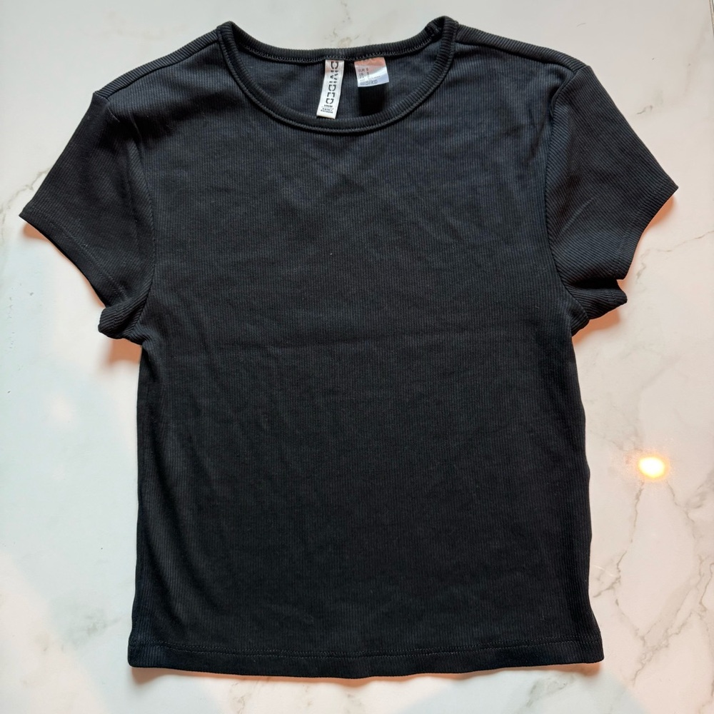 Black Ribbed Women's Top by Divided